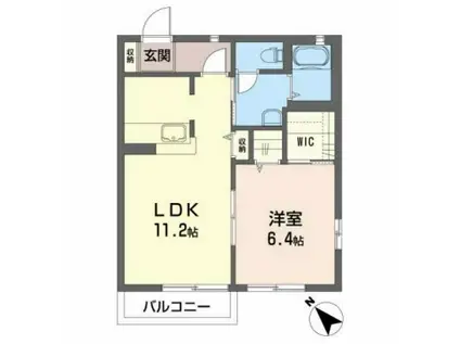 セゾンコートA(1LDK/2階)の間取り写真