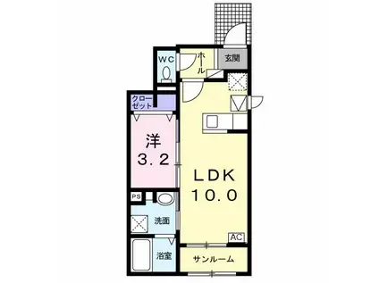 エスポワール六条(1LDK/1階)の間取り写真