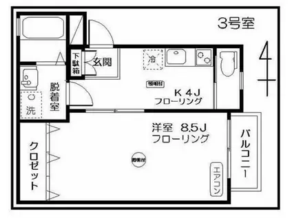 ランベア(1DK/1階)の間取り写真