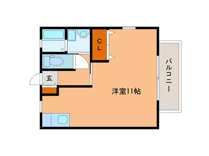 カーサ・フェリーチェ(ワンルーム/2階)の間取り写真