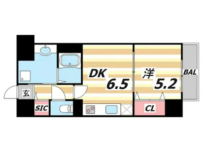フォレ・リビエール磯辺通(1DK/2階)の間取り写真