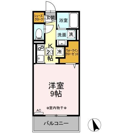 セジュールオッツ・YSK(1K/1階)の間取り写真