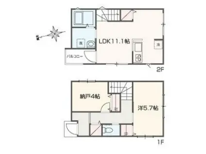 MELLAS浦安(1SLDK/1階)の間取り写真