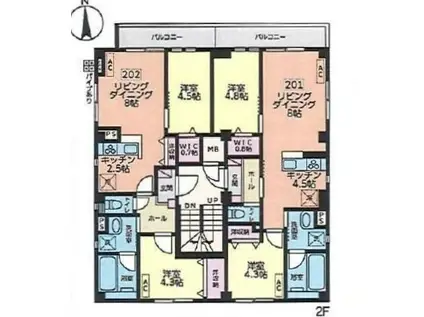 白金K-FLAT II 白金ケーフラットII(2LDK/2階)の間取り写真