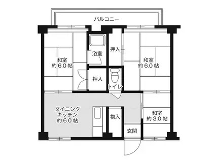 ビレッジハウス常吉1号棟(3DK/2階)の間取り写真