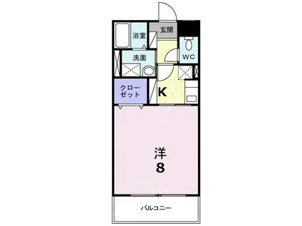 ボナール新中町(1K/3階)の間取り写真