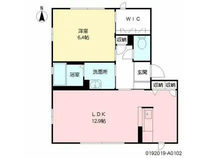 鹿児島県鹿児島市 2階建 築20年(1LDK/1階)の間取り写真