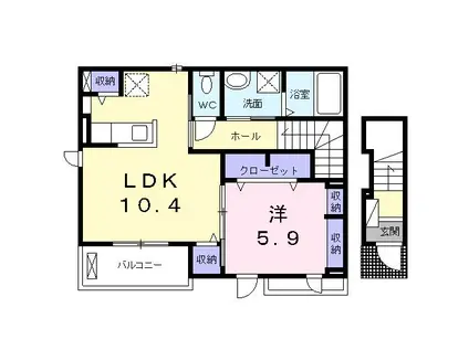 リアンA(1LDK/2階)の間取り写真