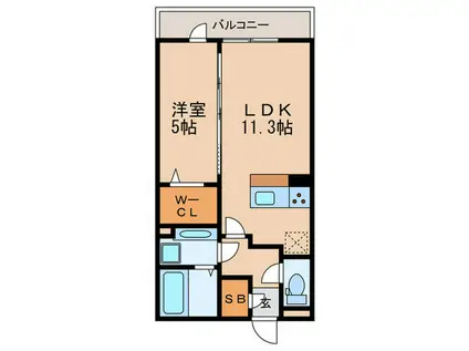 フリーデSTA(1LDK/2階)の間取り写真