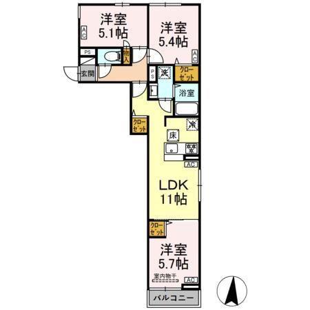 セレスティア小茂根(3LDK/1階)の間取り写真