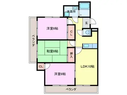 ホワイトピア江島台(3LDK/3階)の間取り写真
