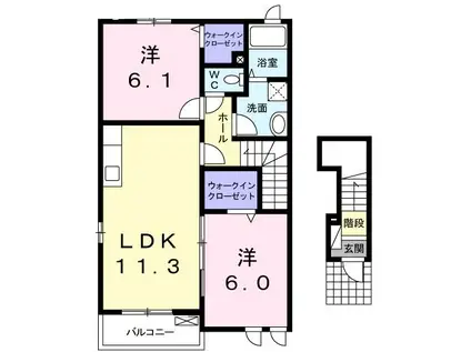 プリムローズB(2LDK/2階)の間取り写真