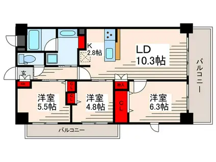 プレシード南葛西(3LDK/3階)の間取り写真