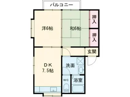 コーポ山口(2DK/1階)の間取り写真