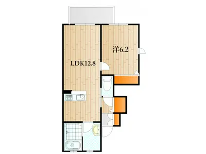 シャーメゾンイズスクエアー ピース(1LDK/1階)の間取り写真