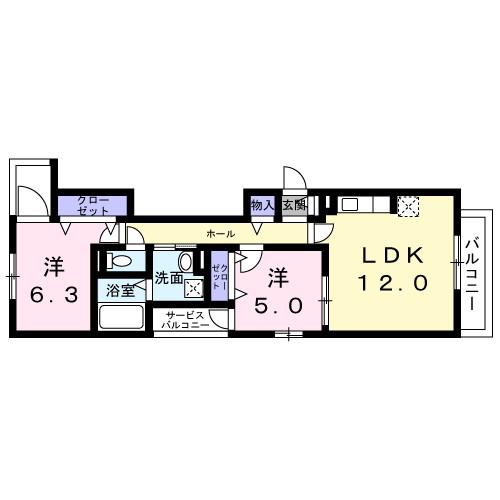 パル茨木(2LDK/3階)の間取り写真