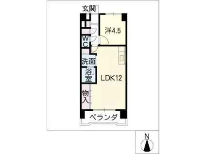 長良SANWAマンション(1LDK/6階)の間取り写真