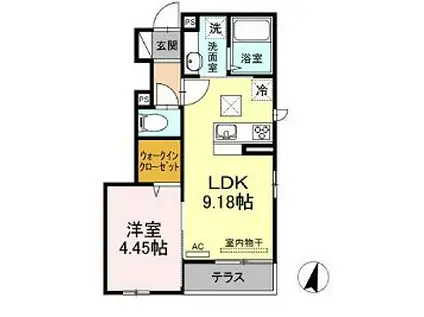 CASA清水(1LDK/1階)の間取り写真