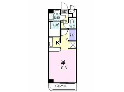 グランフィオーレ(1K/3階)の間取り写真