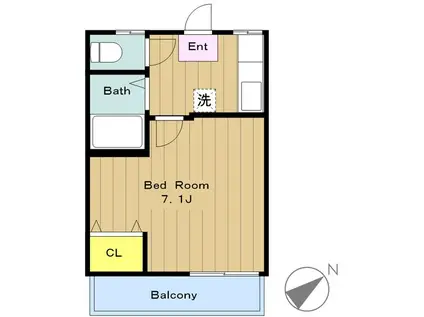 アースパックス1号棟(1K/1階)の間取り写真