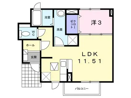 ヴィラチェリーブロッサム(1LDK/1階)の間取り写真