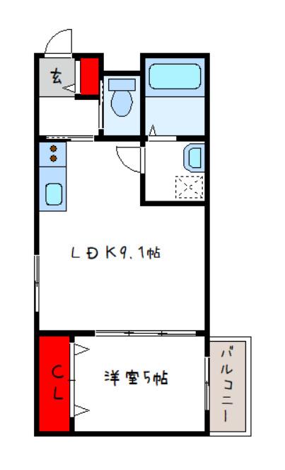 セレニティ加美南B棟(1LDK/1階)の間取り写真