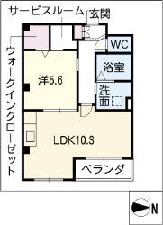サンテラス(1LDK/2階)の間取り写真