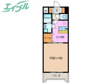 タウンエステート西浦(1DK/6階)の間取り写真