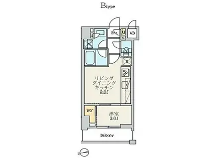 クレストコート北千住レジデンス(1LDK/2階)の間取り写真