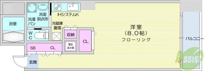 フラワーシティINブラボン(ワンルーム/3階)の間取り写真