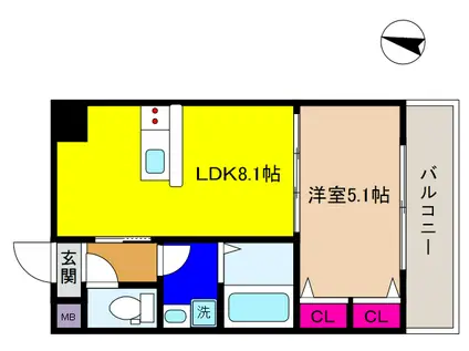 グランメール岡本(1LDK/4階)の間取り写真