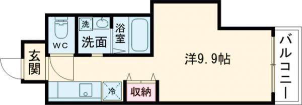 ウィステリアコート正雀(1K/1階)の間取り写真