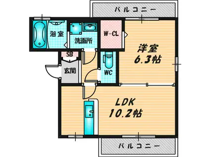 グレース中谷A(1LDK/2階)の間取り写真