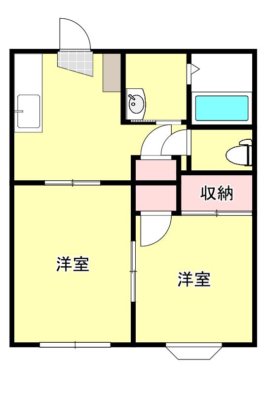 コートミディ(2DK/2階)の間取り写真