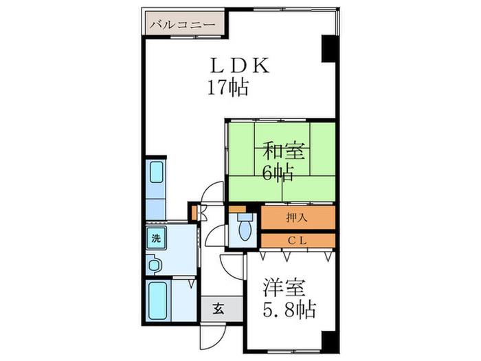 エスペランサー弥生(2LDK/4階)の間取り写真