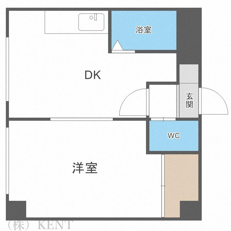 エヴァ八軒(1DK/3階)の間取り写真