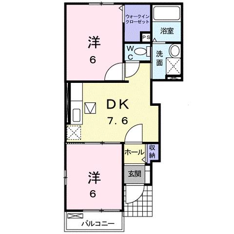 セナークル(2DK/1階)の間取り写真