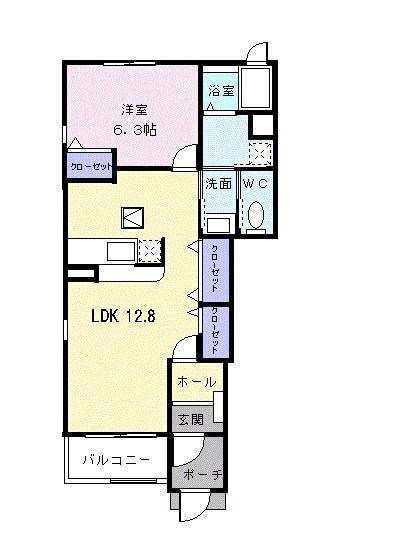 フラット・ハイムD(1LDK/1階)の間取り写真
