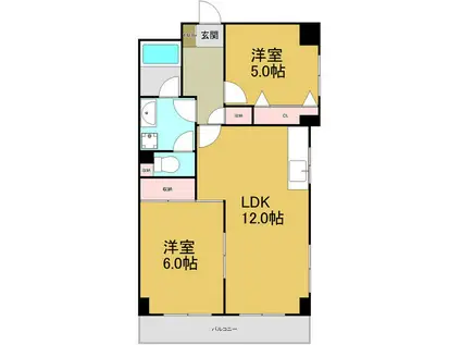 つつじヶ丘パークマンション(2LDK/5階)の間取り写真