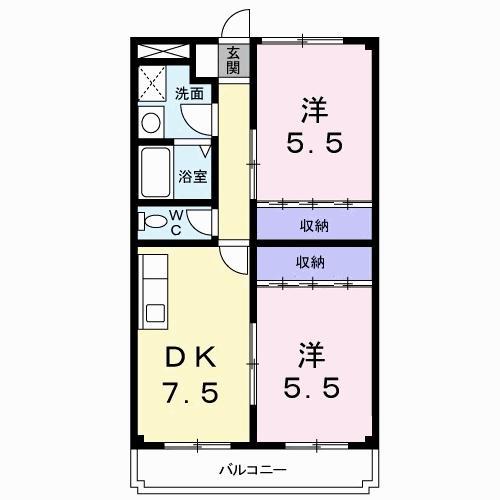 ミルキーウェイ(2DK/3階)の間取り写真
