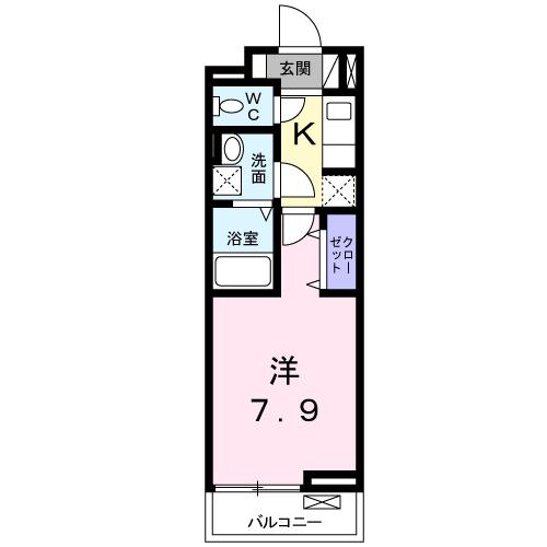 シュエット(1K/2階)の間取り写真