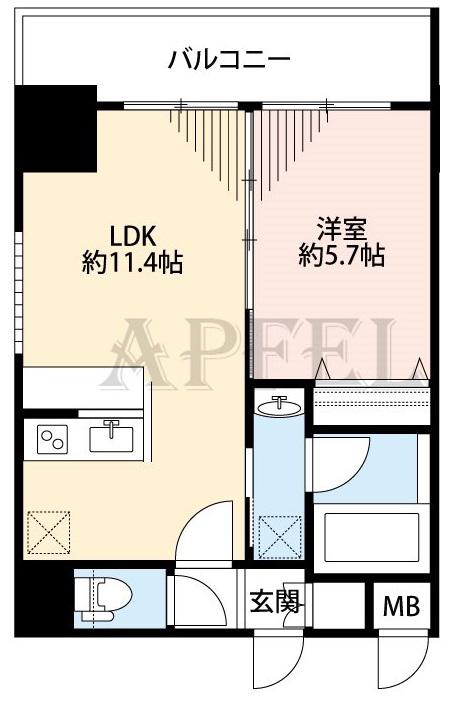ORSUS新大阪(1LDK/2階)の間取り写真