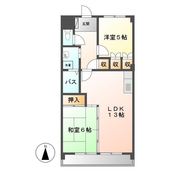 コットンハウス平針(2LDK/2階)の間取り写真