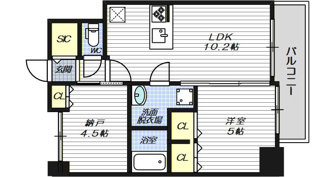 LOUIS RESIDENCE弁天町(1SLDK/10階)の間取り写真