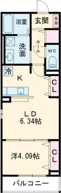 CELESTE(1LDK/2階)の間取り写真