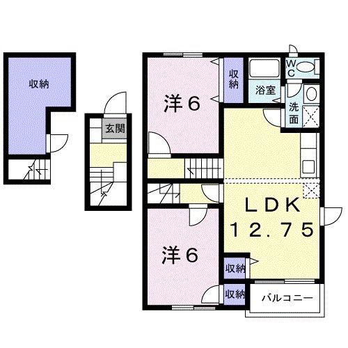 ジュアン雅(2LDK/2階)の間取り写真