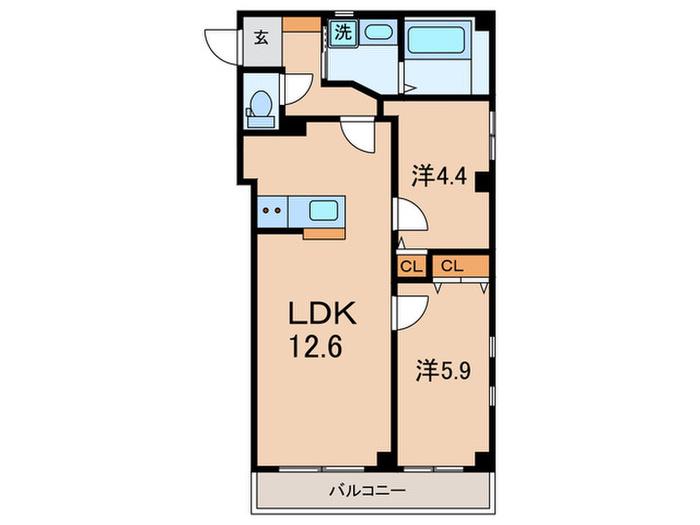 A.FLAT II(2LDK/3階)の間取り写真