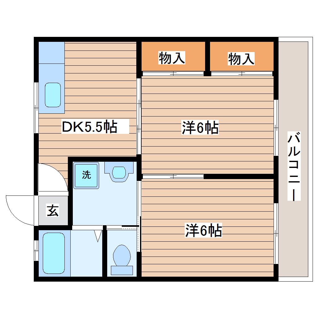 リリーハイツ(2DK/2階)の間取り写真