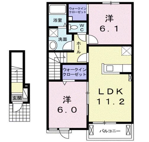 シルフィード津之郷(2LDK/2階)の間取り写真
