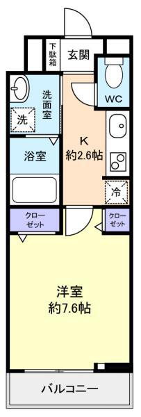 GRACE(1K/1階)の間取り写真